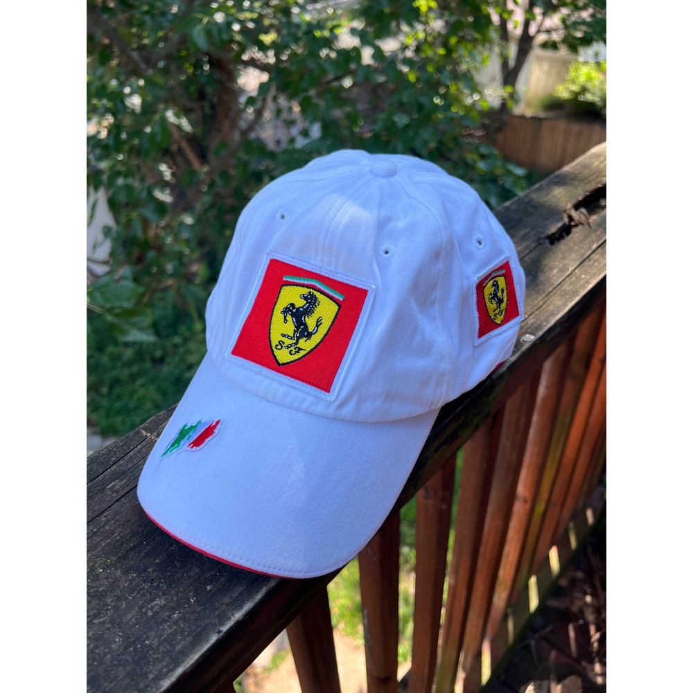 Puma Scuderia Ferrari F1 Racing Hat White Red Shield Logo Cap S/M